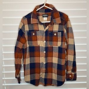 OshKosh B'gosh Kids Plaid Shirt - Navy, Orange, Beige